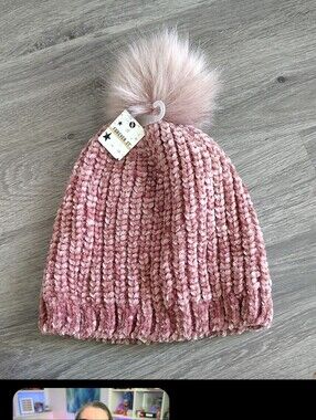 Forever 21 Blush Pink Chenille Pom Hat